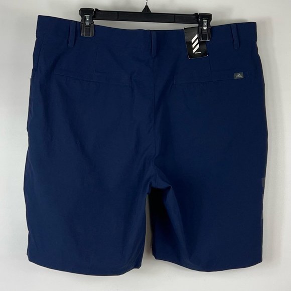 Adidas Mens Adicross Golf Shorts Navy Blue Flat Front Stretch Nylon Blend 38 New - Picture 2 of 12